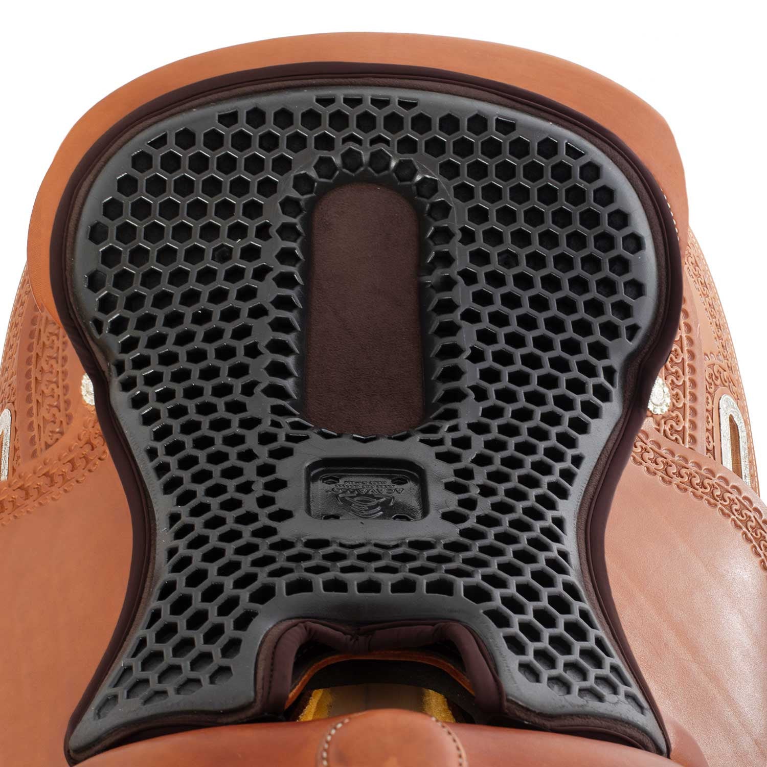 Cubreasiento western gel-out hexagonal Ortho-coccyx dri-lex 20mm Acavallo - Marrón