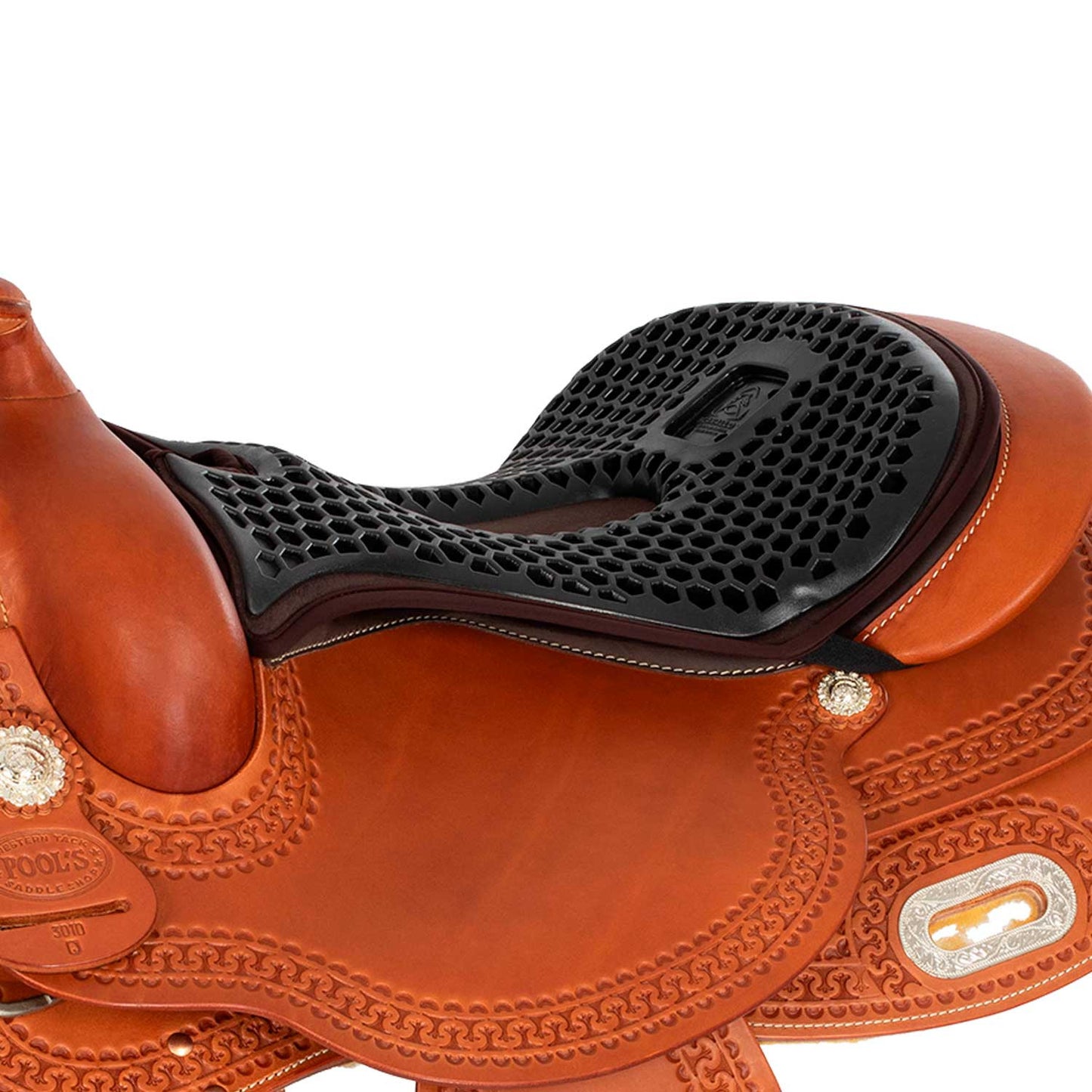 Cubreasiento western gel-out hexagonal ortho-pubis dri-lex 20mm Acavallo - Marrón