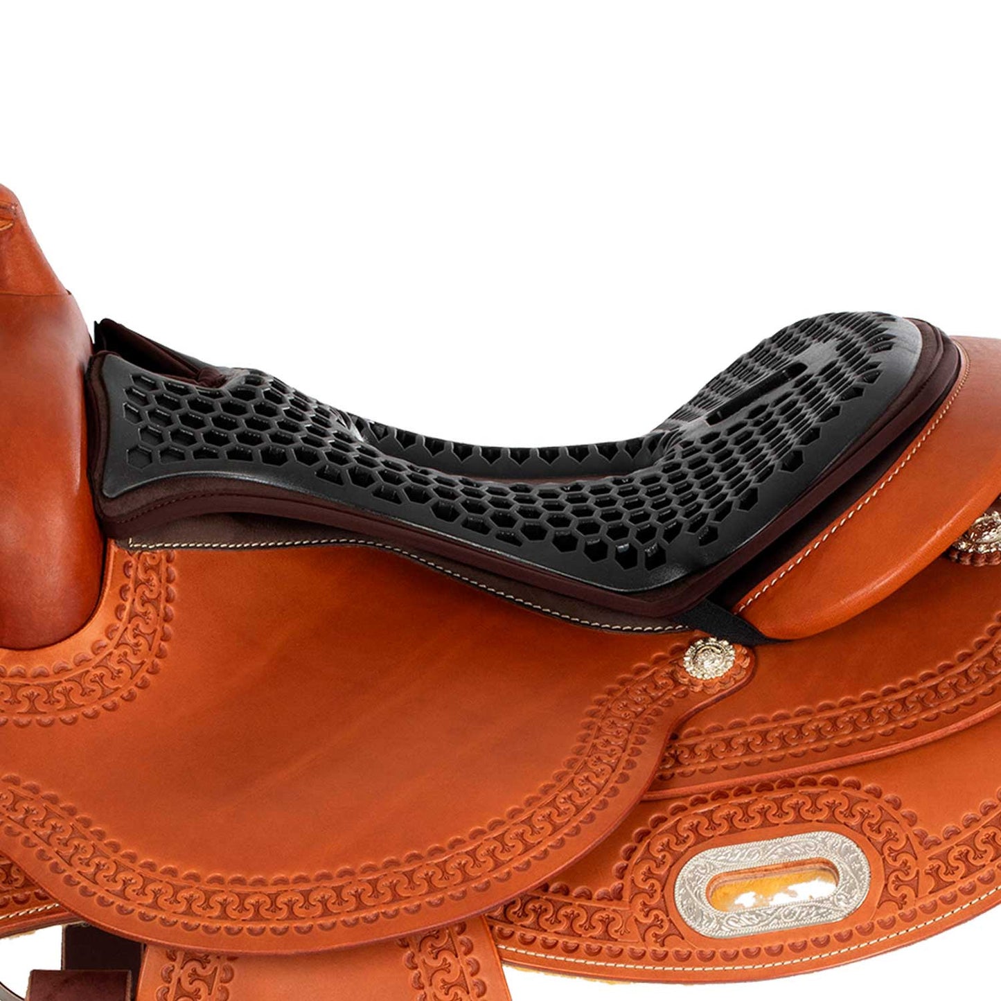 Cubreasiento western gel-out hexagonal ortho-pubis dri-lex 20mm Acavallo - Marrón