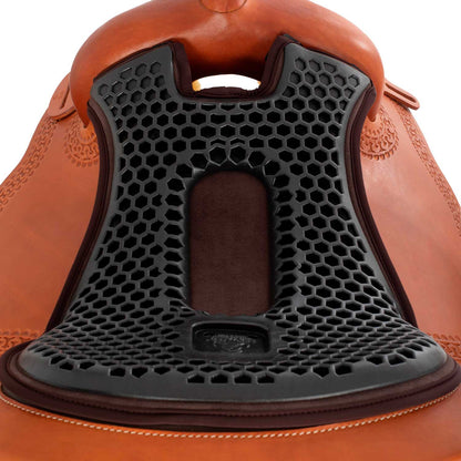 Cubreasiento western gel-out hexagonal ortho-pubis dri-lex 20mm Acavallo - Marrón