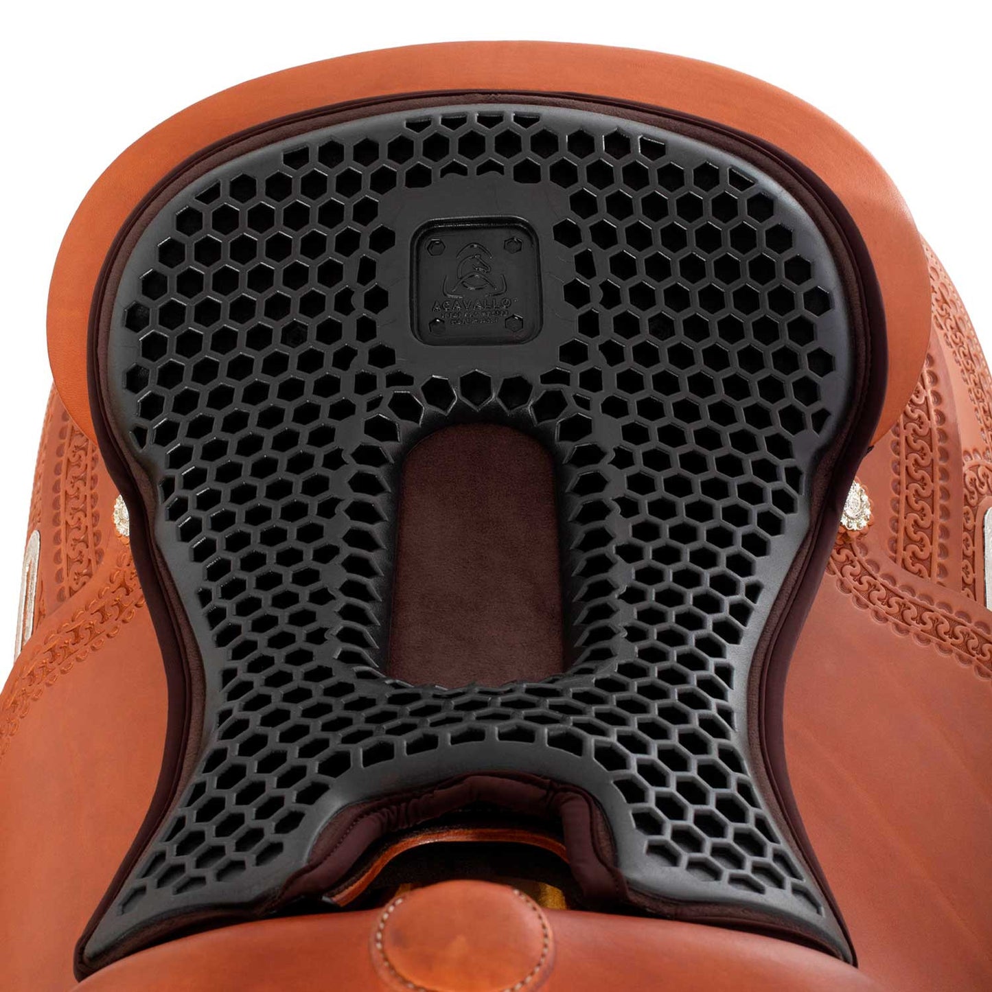 Cubreasiento western gel-out hexagonal ortho-pubis dri-lex 20mm Acavallo - Marrón