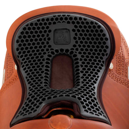 Cubreasiento western gel-out hexagonal ortho-pubis dri-lex 20mm Acavallo - Marrón