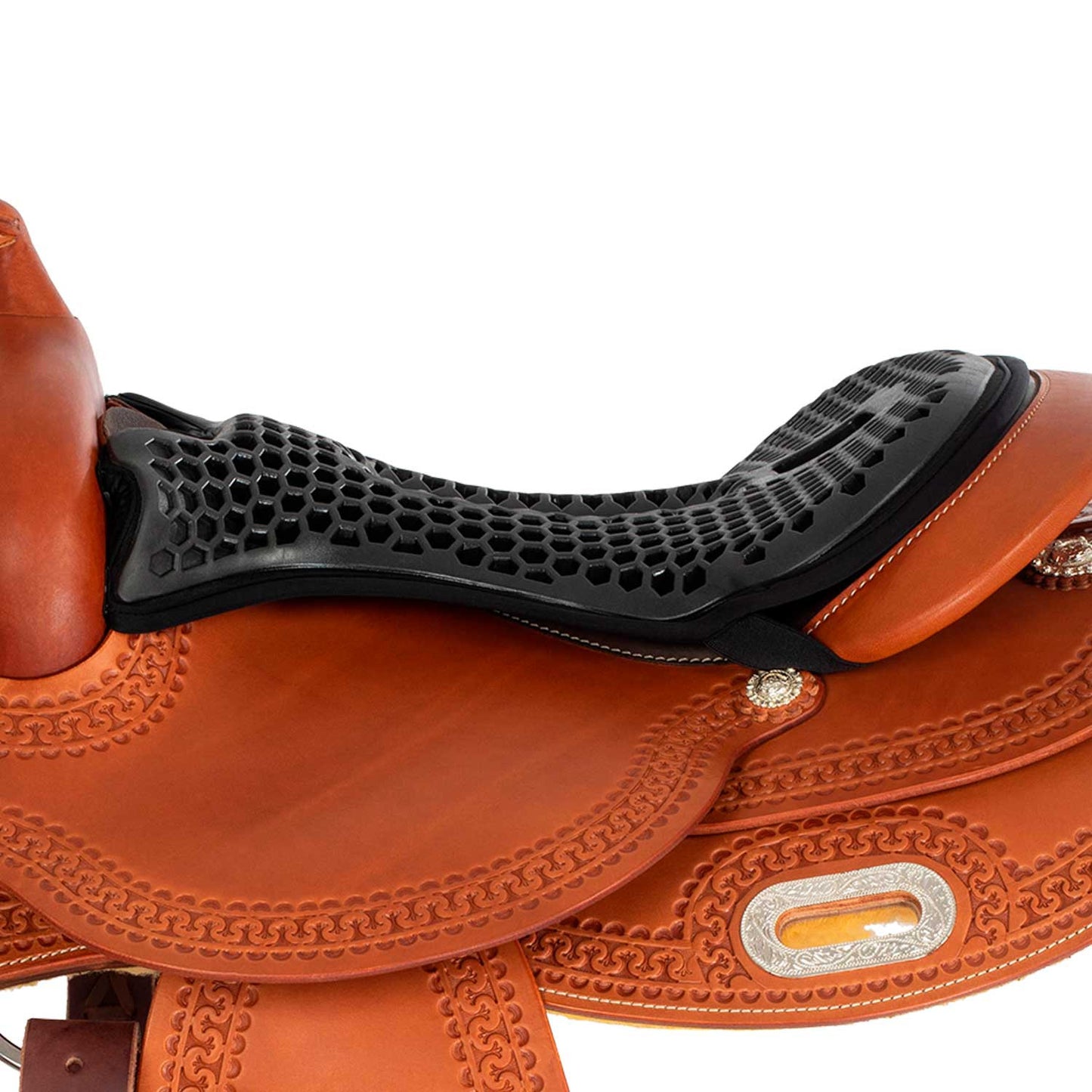 Cubreasiento western gel-out hexagonal ortho-pubis dri-lex 20mm Acavallo - Negro