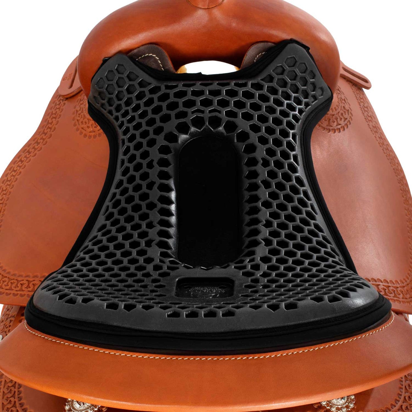 Cubreasiento western gel-out hexagonal ortho-pubis dri-lex 20mm Acavallo - Negro