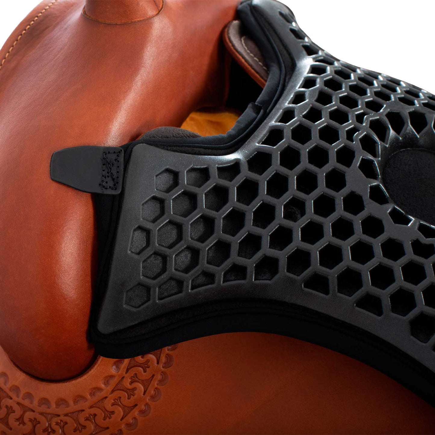 Cubreasiento western gel-out hexagonal ortho-pubis dri-lex 20mm Acavallo - Negro