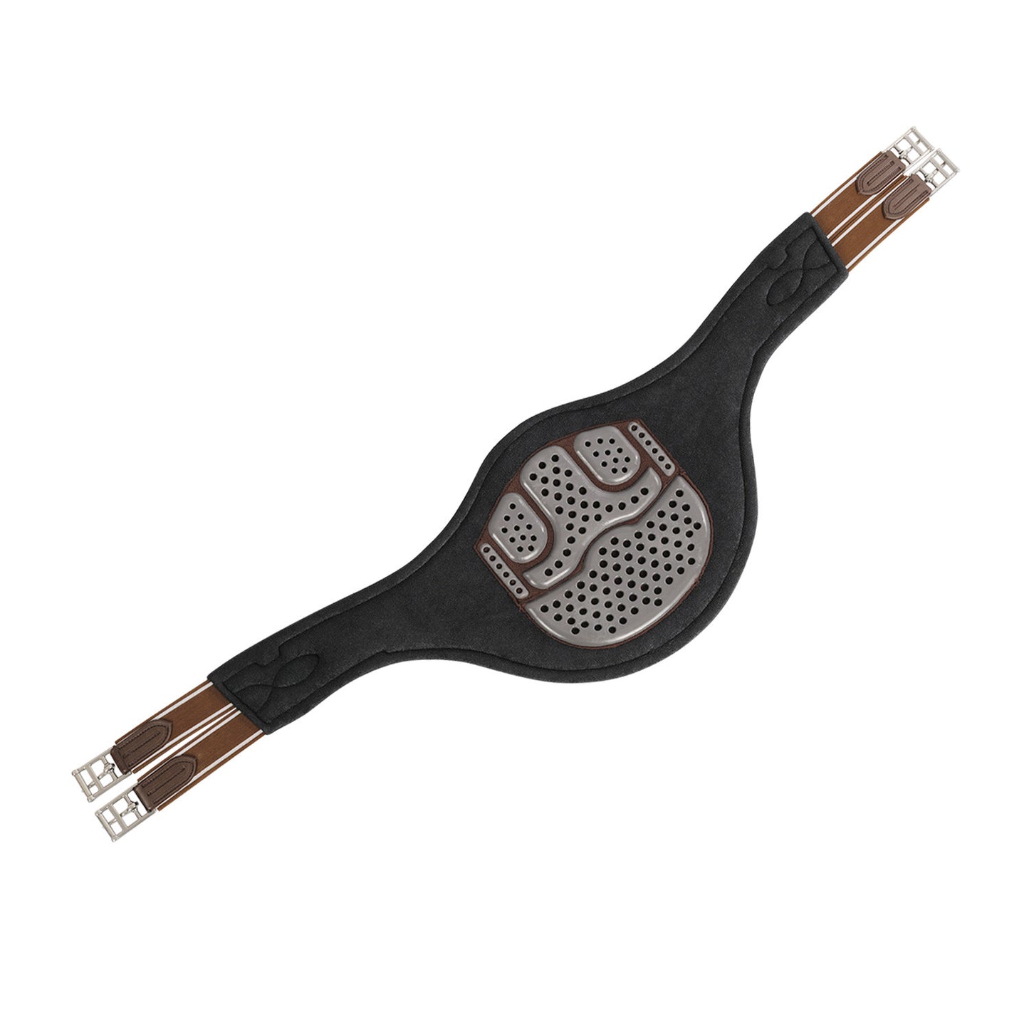 Cinchón de salto Gel Classic y PVC con parachoques Acavallo - Marrón oscuro