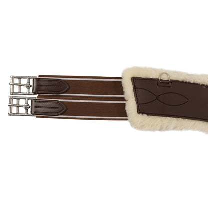 Cinchuelo de salto Classic pvc borreguillo sintético removible con salva estribos Acavallo - Marrón oscuro