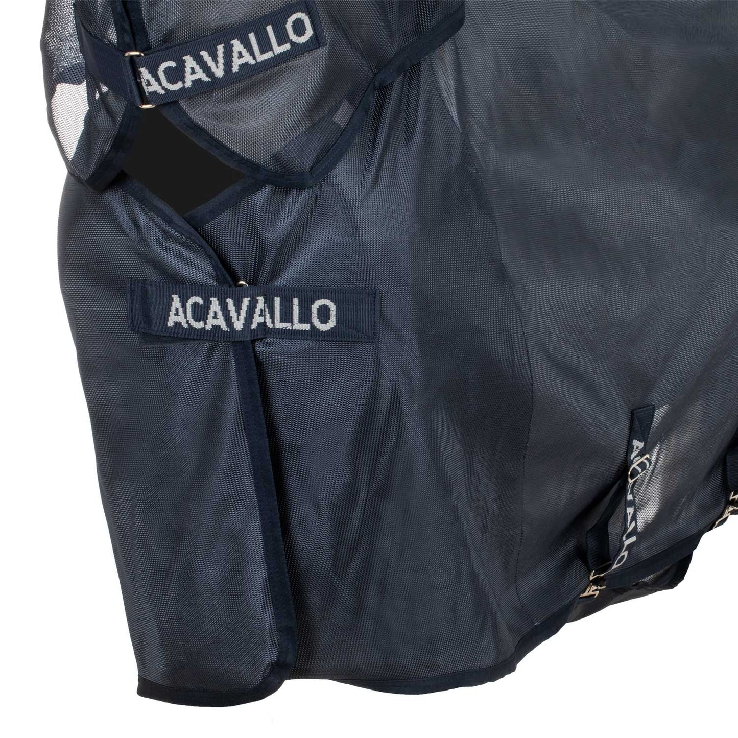 Manta anti-moscas de tela transpirable con máscara y cubrecuello Acavallo - Azul marino