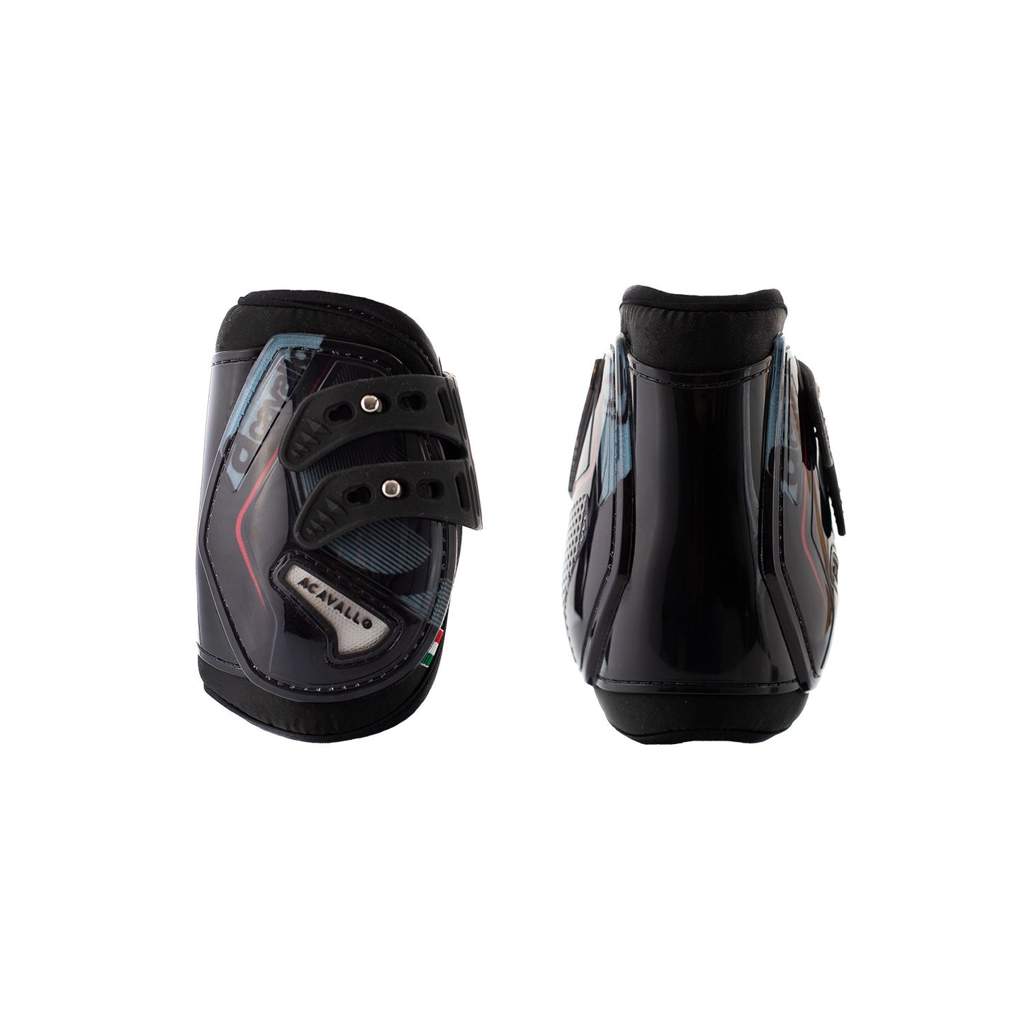 Protectores para menudillos con cierre elástico y botón Acavallo - Black/Red