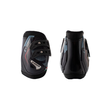 Protectores para menudillos con cierre elástico y botón Acavallo - Black/Red