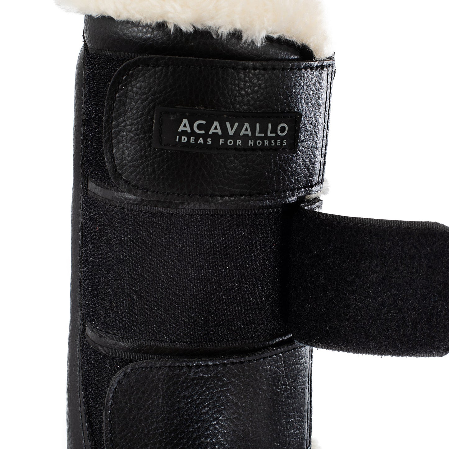 Protectores posteriores de borreguillo sintético con triple cierre de velcro Acavallo - Negro