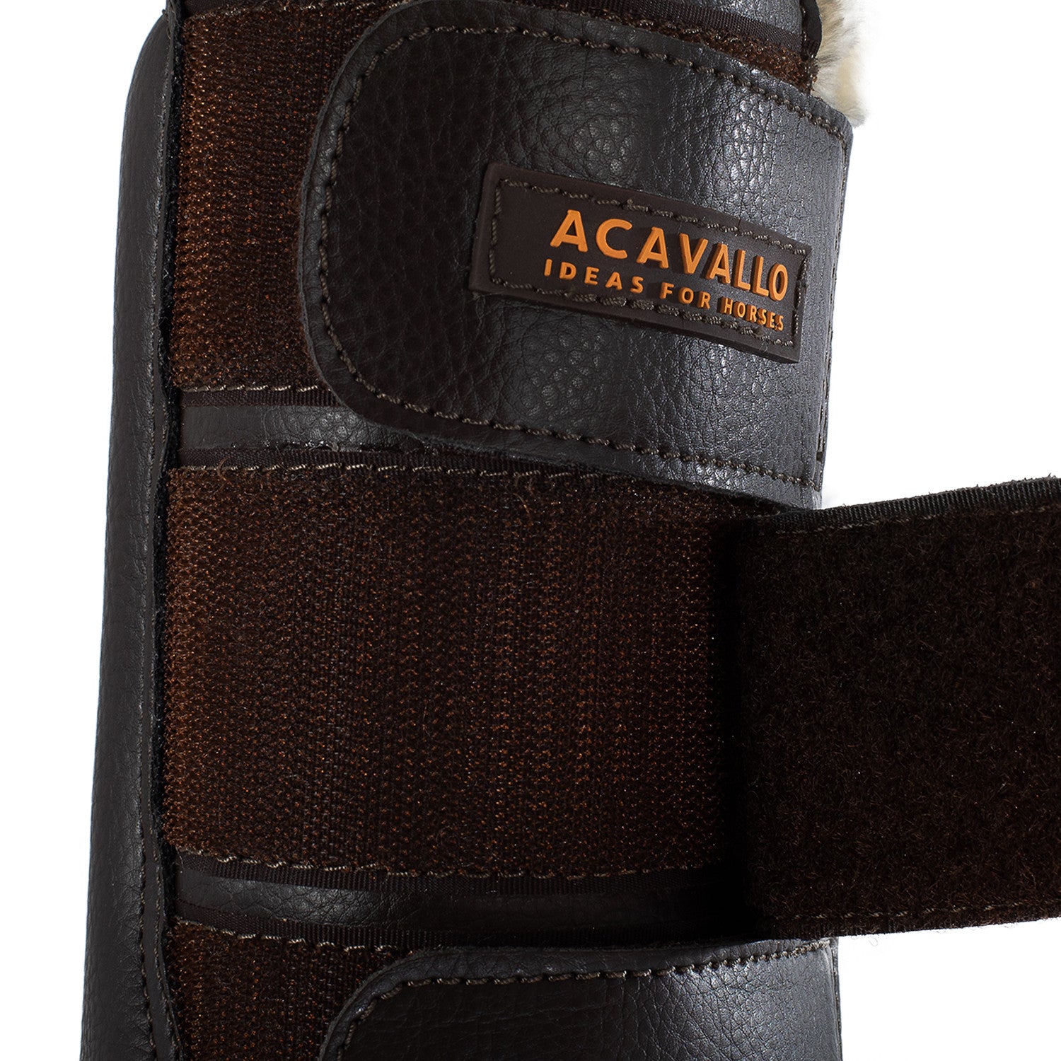 Protectores posteriores de borreguillo sintético con triple cierre de velcro Acavallo - Marrón