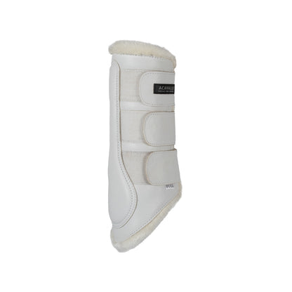 Protectores posteriores de borreguillo sintético con triple cierre de velcro Acavallo - Blanco