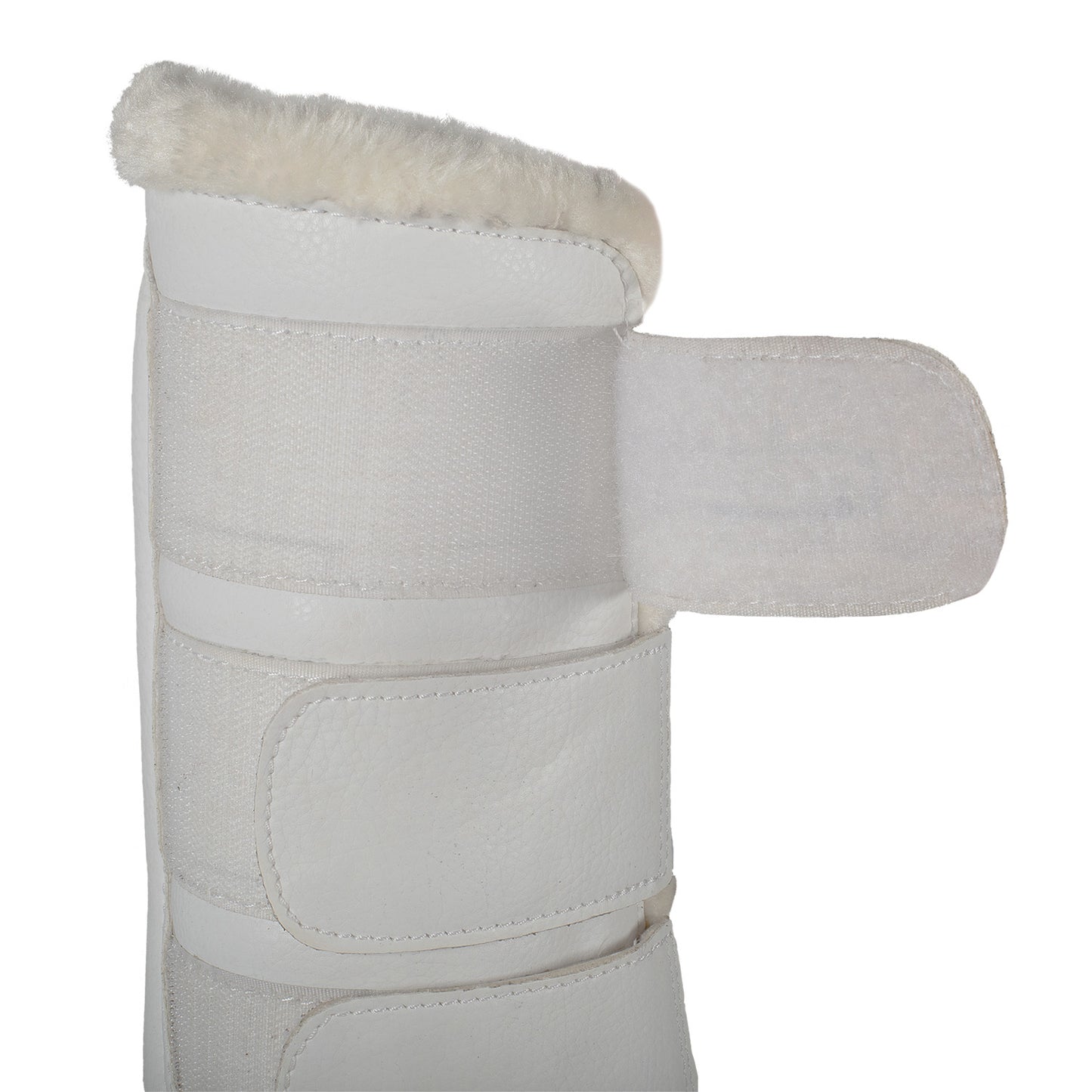 Protectores posteriores de borreguillo sintético con triple cierre de velcro Acavallo - Blanco