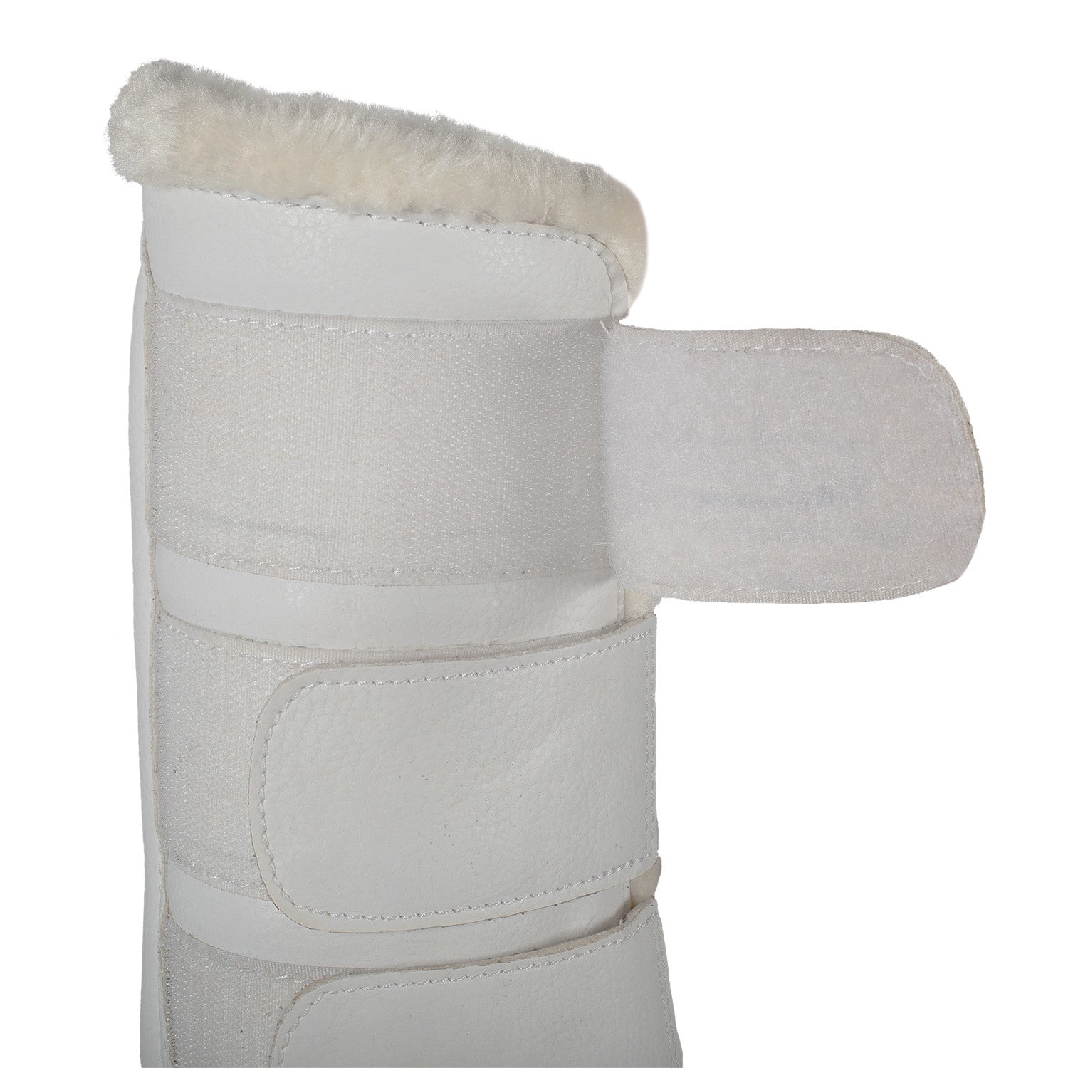 Protectores posteriores de borreguillo sintético con triple cierre de velcro Acavallo - Blanco