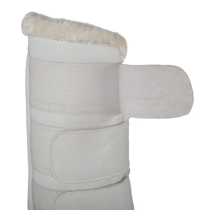 Protectores posteriores de borreguillo sintético con triple cierre de velcro Acavallo - Blanco