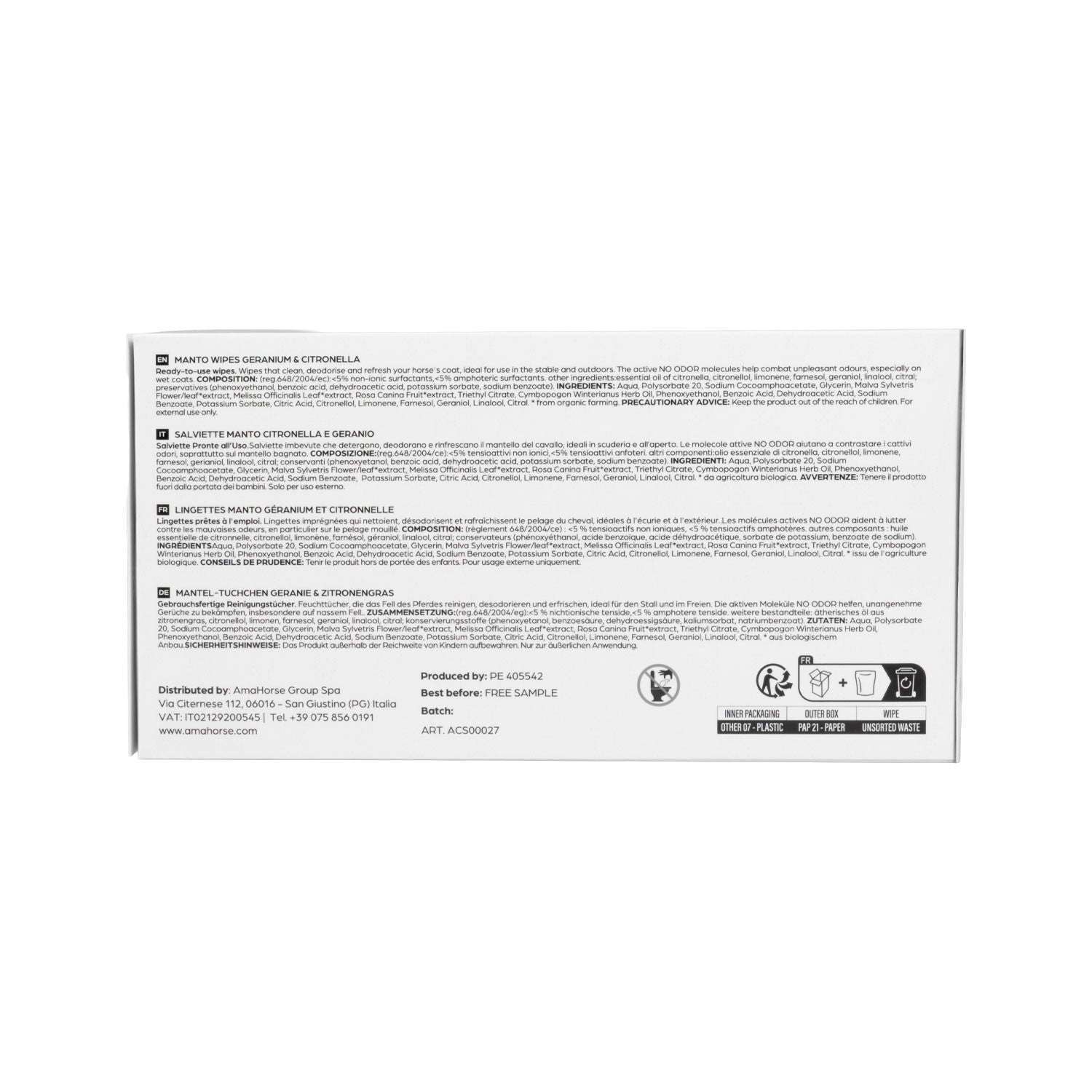 Toallitas de citronela 40ud Acavallo - Citronella