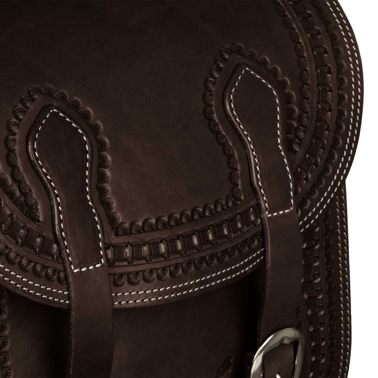 Sello de borde de bolso trabajado a mano Pool's - Marrón oscuro
