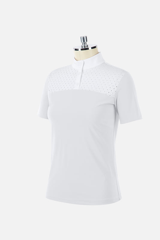 Polo Concurso Mujer Benata Manga Corta Strass Blanco Animo