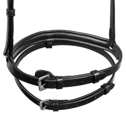Cabezada de cuero con cierrabocas removible Equestro - Negro