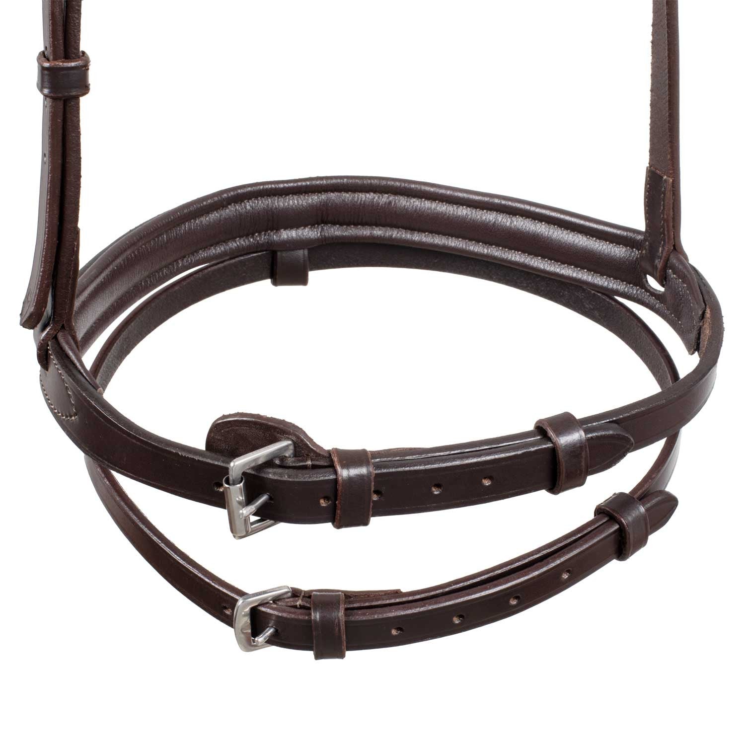 Cabezada de cuero con cierrabocas removible Equestro - Marrón oscuro