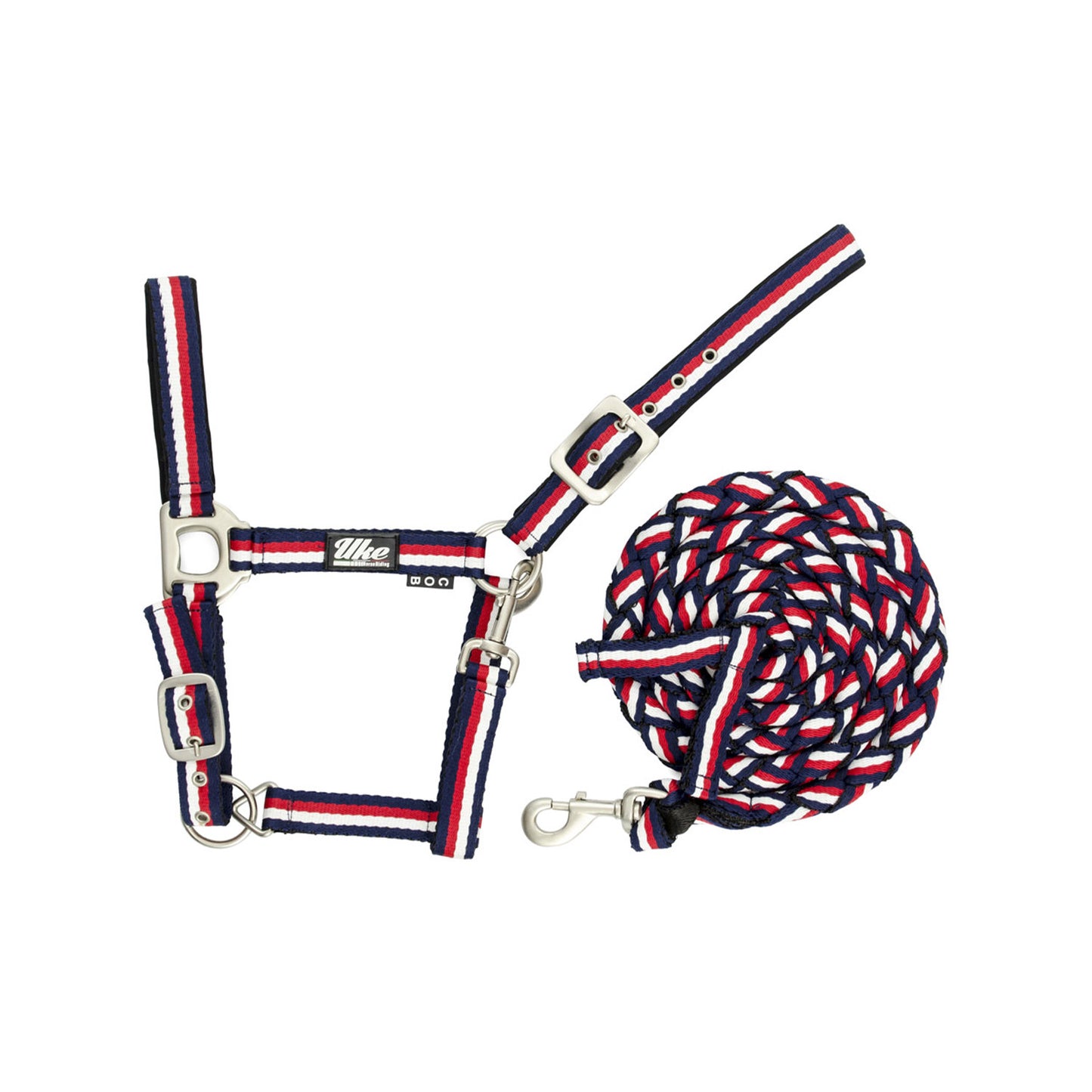 Cabezada de nailon tricolor con ramal Supreme - Navy/White/Red
