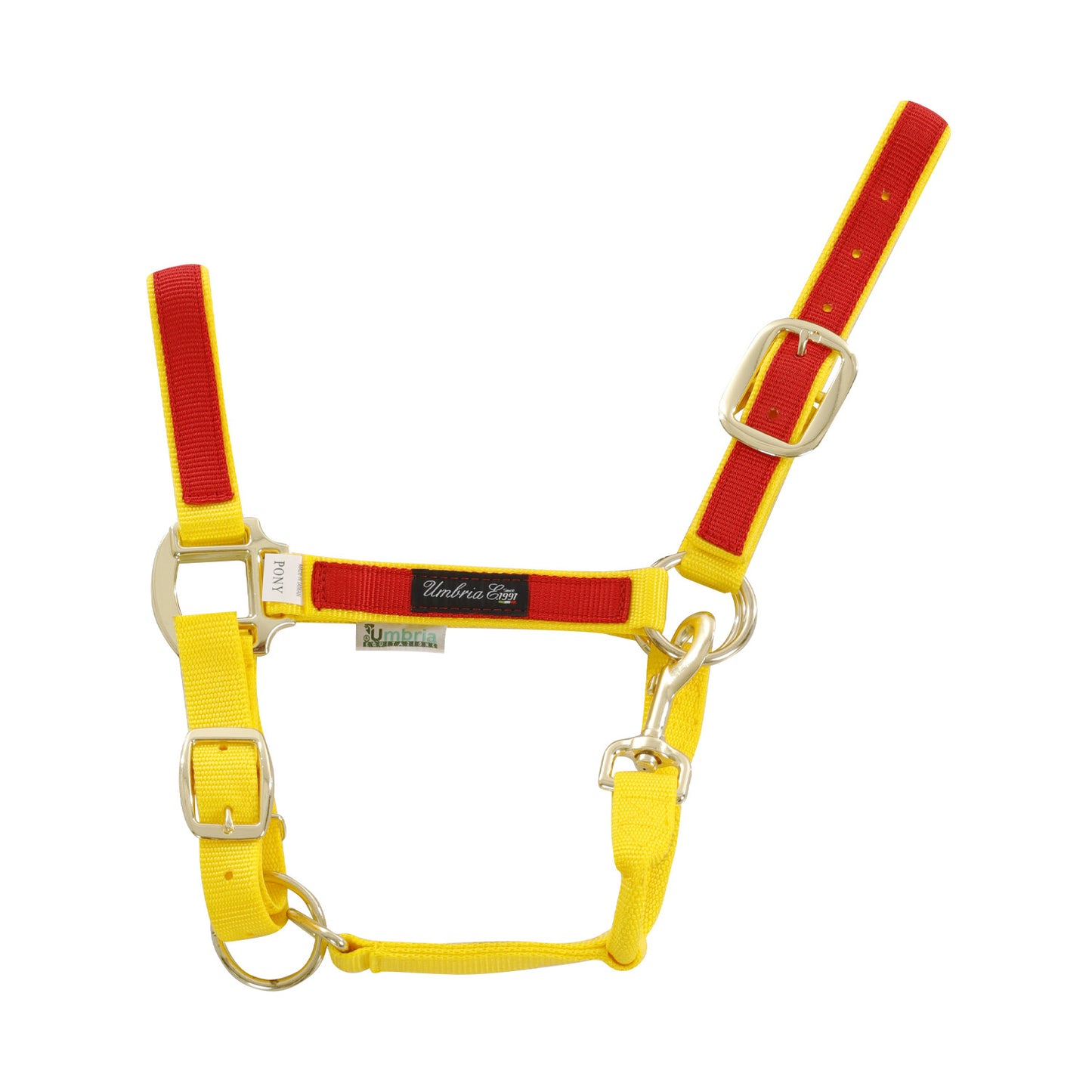 Cabezada de nylon con detalle de color Umbria Equitazione - Yellow/Red