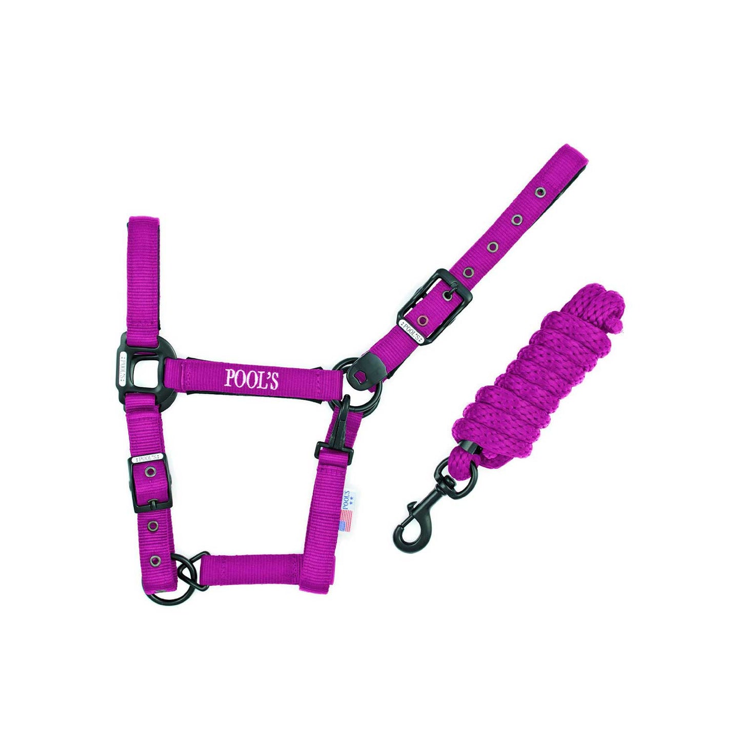 Cabezada de nailon de un solo color con ramal Pool's - Fucsia