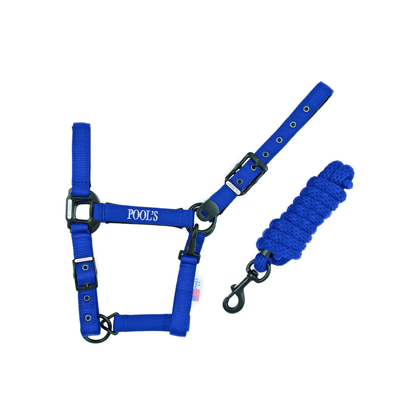 Cabezada de nailon de un solo color con ramal Pool's - Azul royal