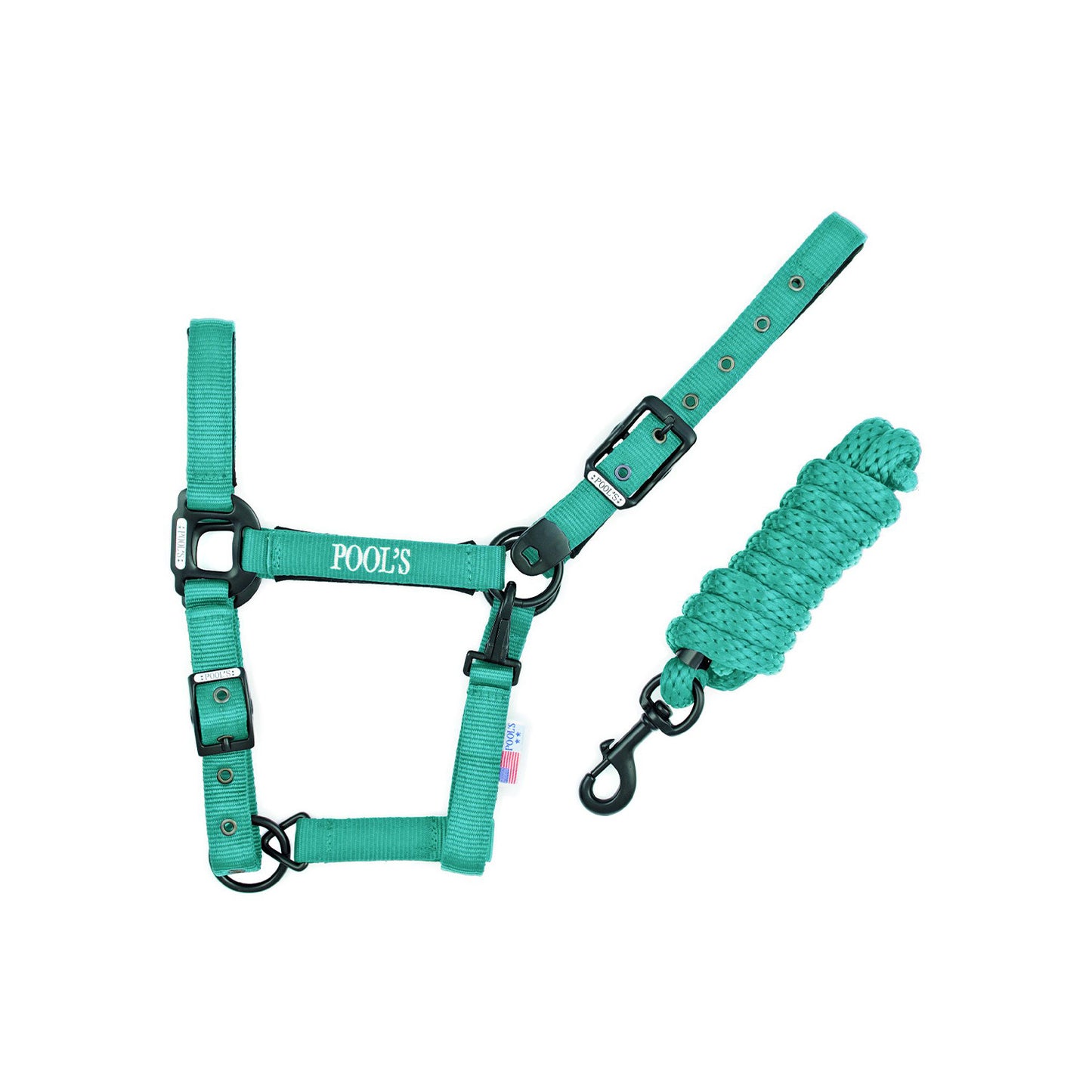 Cabezada de nailon de un solo color con ramal Pool's - Turquesa