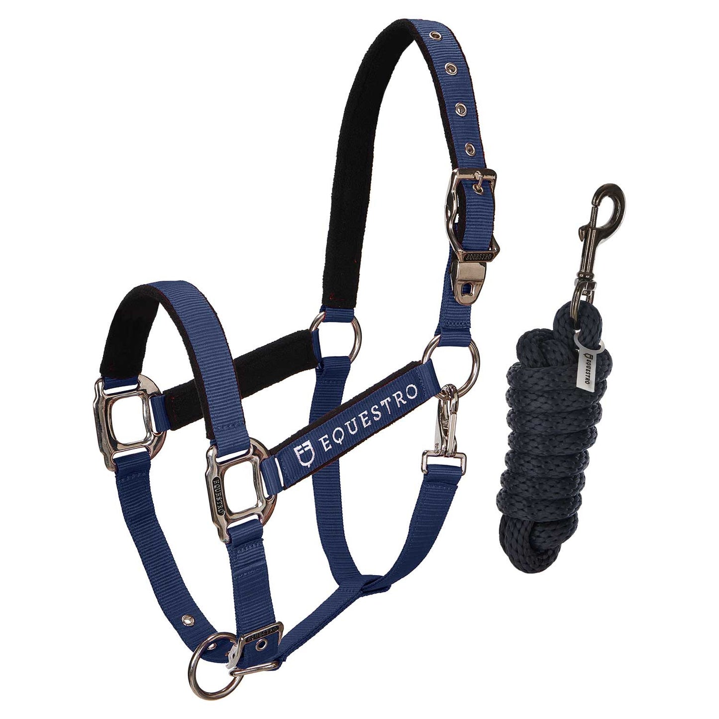 Cabezada doblemente regulable acolchada Equestro - Azul marino