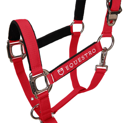 Cabezada doblemente regulable acolchada Equestro - Rojo