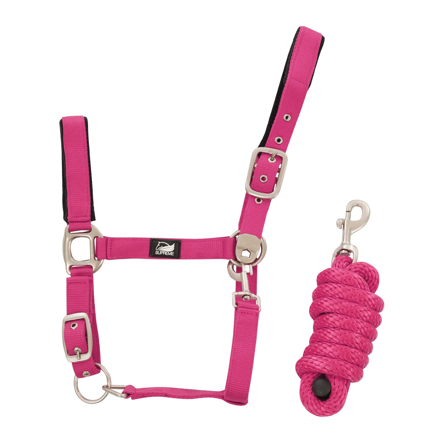 Cabezada de nailon con ramal trenzado Supreme - Fucsia