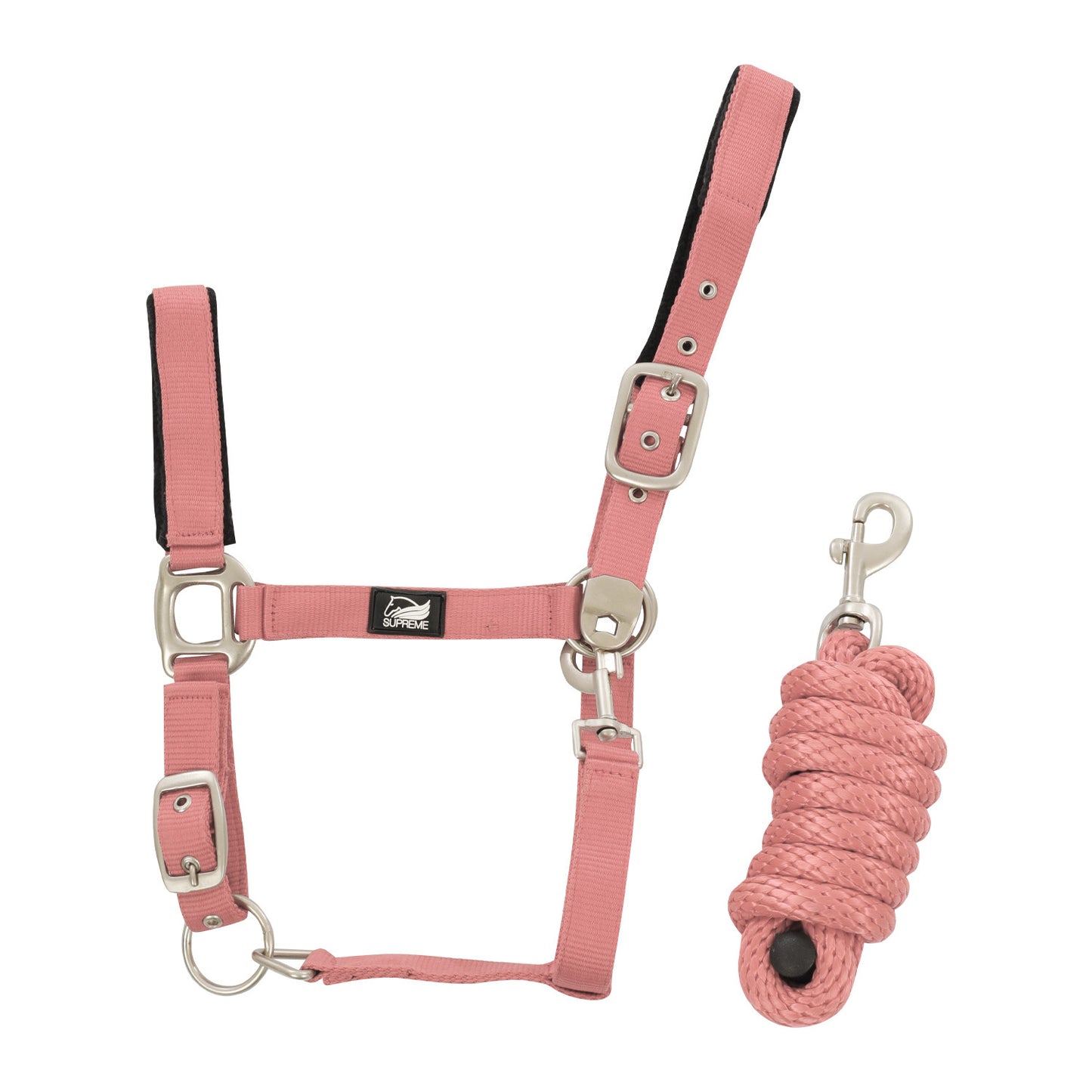 Cabezada de nailon con ramal trenzado Supreme - Rosa