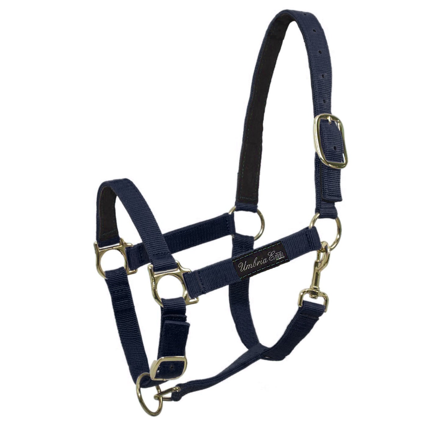 Cabezada de nailon con refuerzo de cuero Umbria Equitazione - Azul marino