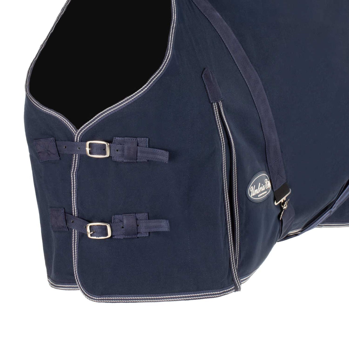 Manta de algodón forrada de lana modelo Malmo Umbria Equitazione - Azul marino