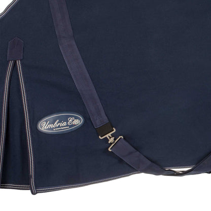 Manta de algodón forrada de lana modelo Malmo Umbria Equitazione - Azul marino