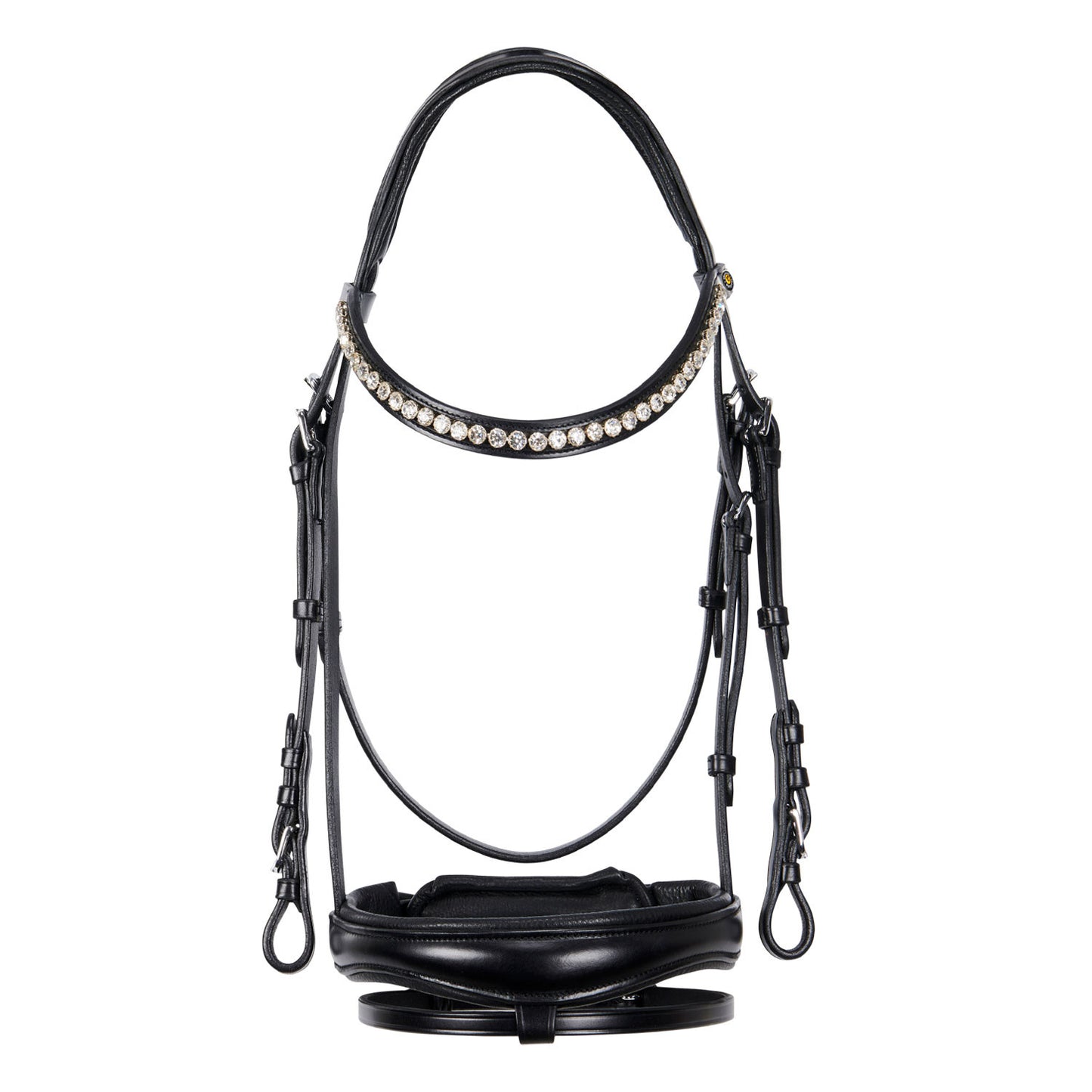 Cabezada inglesa de cuero con brillantitos nueva Equestro - Negro
