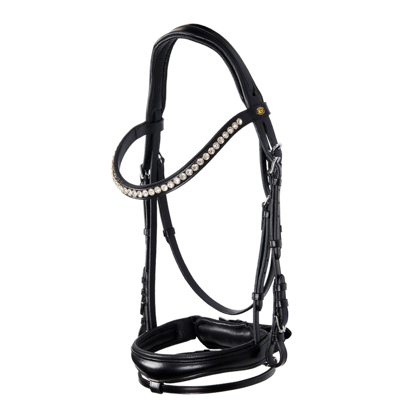 Cabezada inglesa de cuero con brillantitos nueva Equestro - Negro