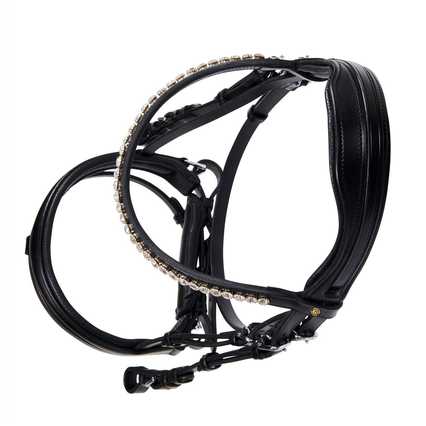 Cabezada inglesa de cuero con brillantitos nueva Equestro - Negro