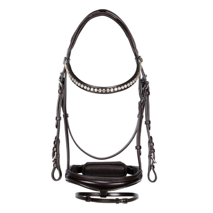 Cabezada inglesa de cuero con brillantitos nueva Equestro