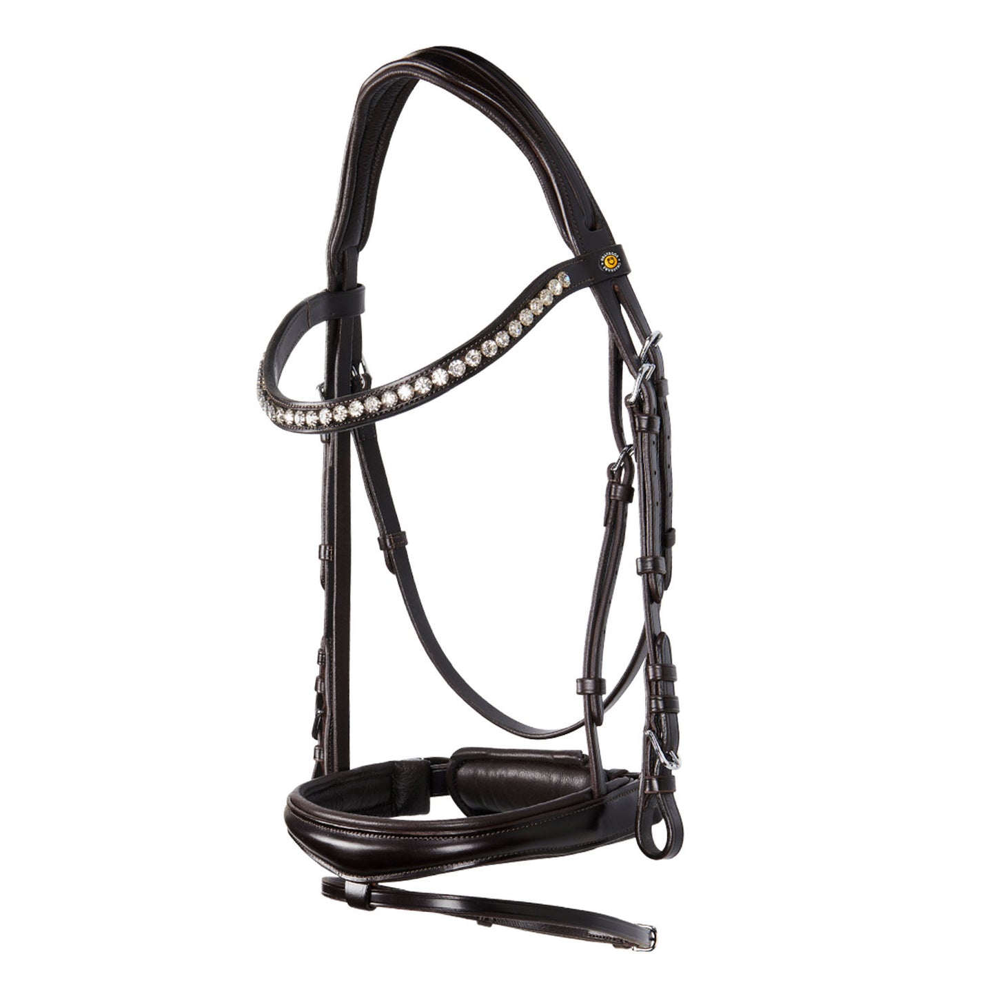 Cabezada inglesa de cuero con brillantitos nueva Equestro - Marrón oscuro