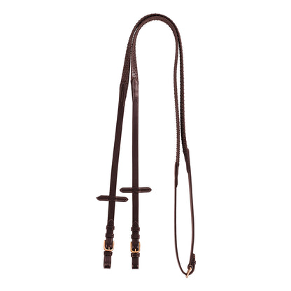 Riendas para cabezada inglesa cuero y goma hebillas rose gold Equestro - Marrón oscuro
