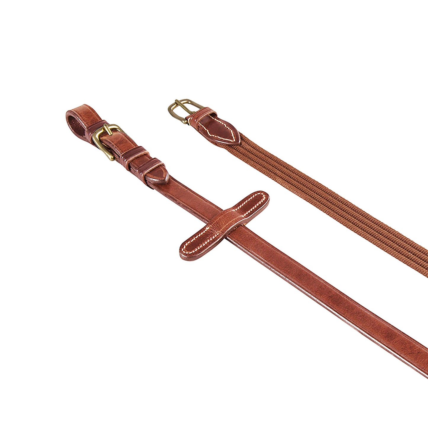 Riendas para cabezada inglesa hebillas de latón Equestro - Coñac