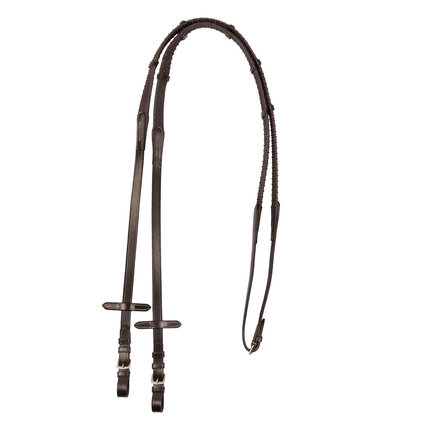 Riendas para cabezada inglesa con hebillas niqueladas Equestro - Marrón oscuro