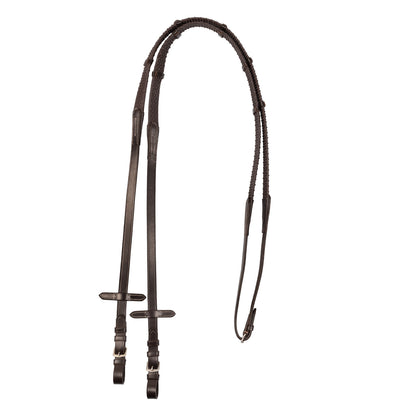 Riendas para cabezada inglesa con hebillas niqueladas Equestro - Marrón oscuro