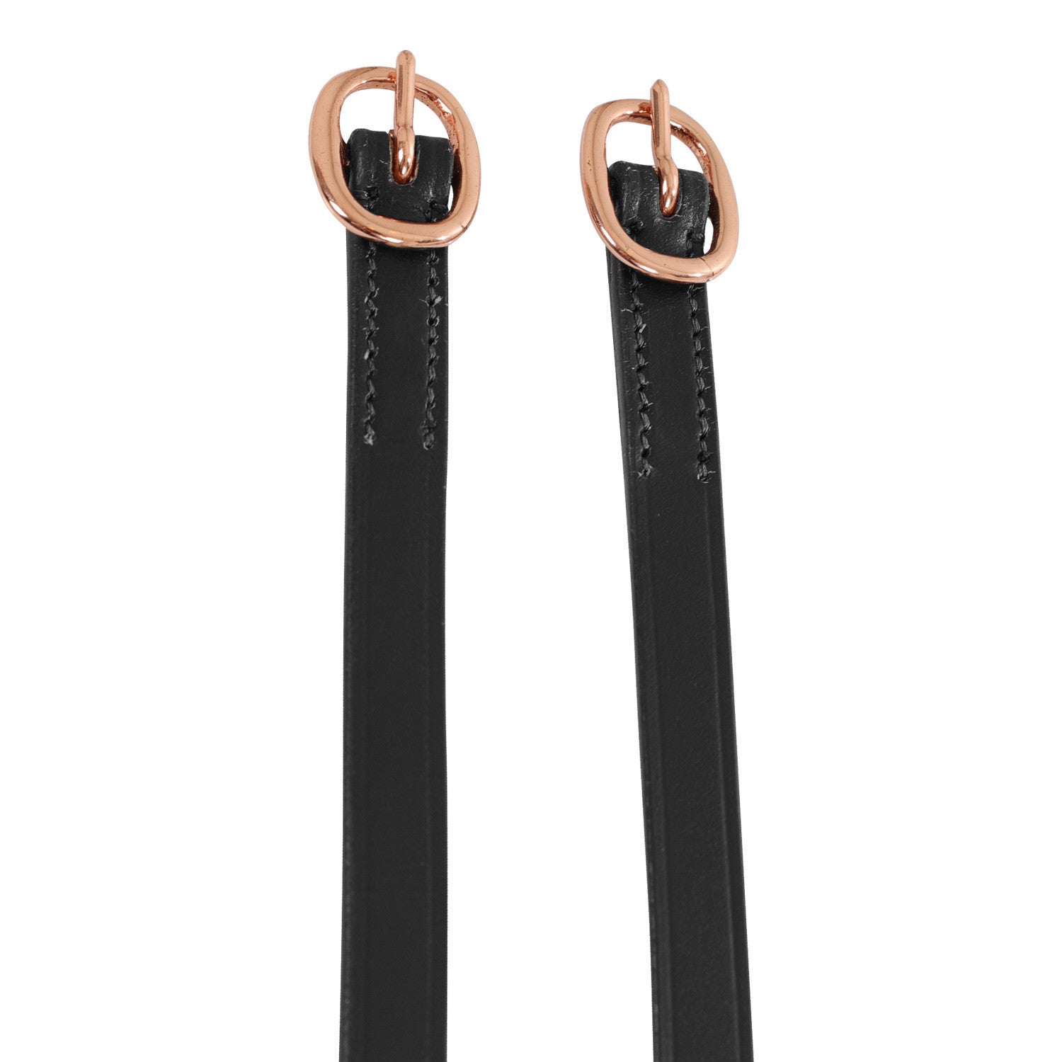 Cordones para espuelas en cuero y hebilla oro rosa Equestro - Negro
