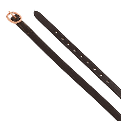 Cordones para espuelas en cuero y hebilla oro rosa Equestro - Marrón