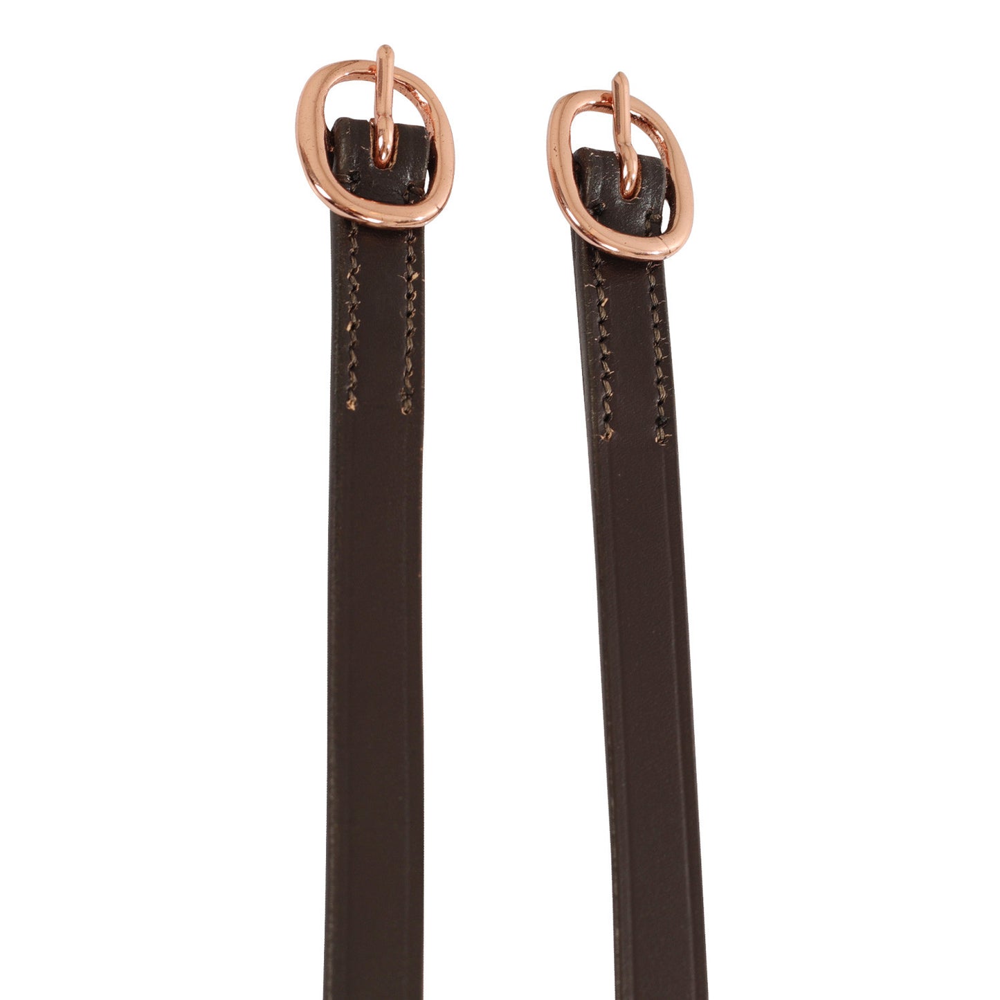 Cordones para espuelas en cuero y hebilla oro rosa Equestro - Marrón