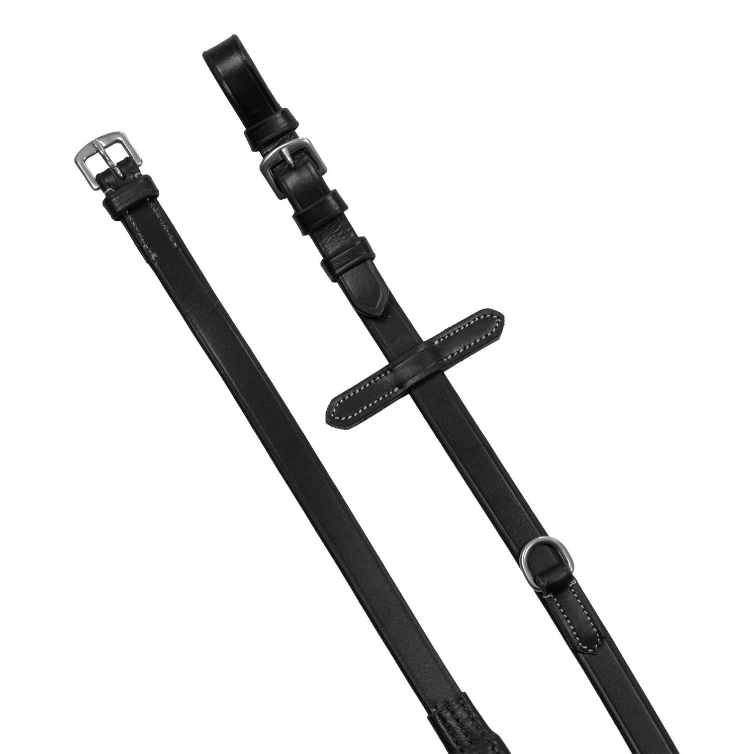 Riendas con martingala de cuero y goma Equestro - Negro